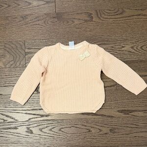 EUC Blush Knit Kids Sweater with Gold Bow Accent